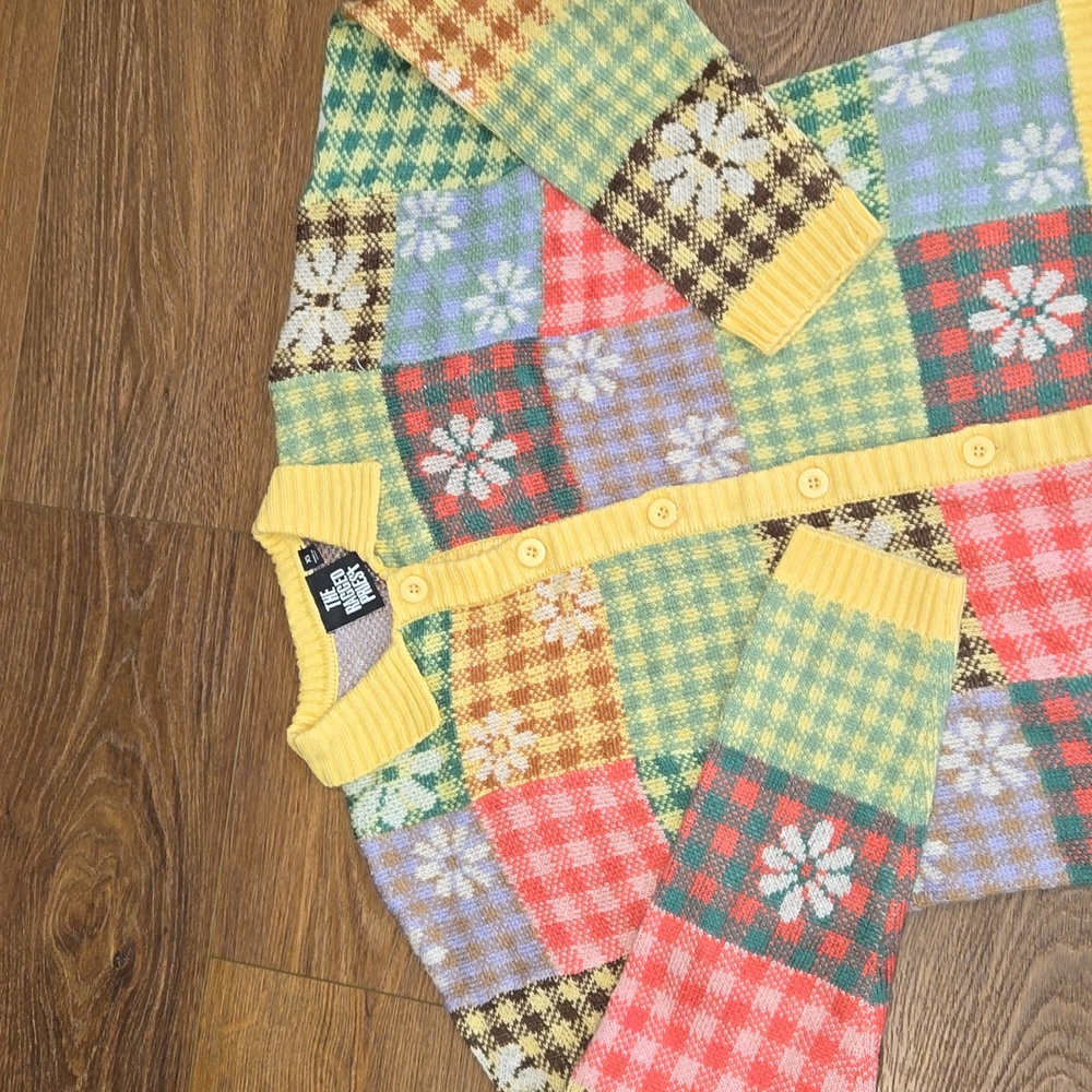 The Ragged Priest Multicolor Patchwork Cardigan — Yellow Trim